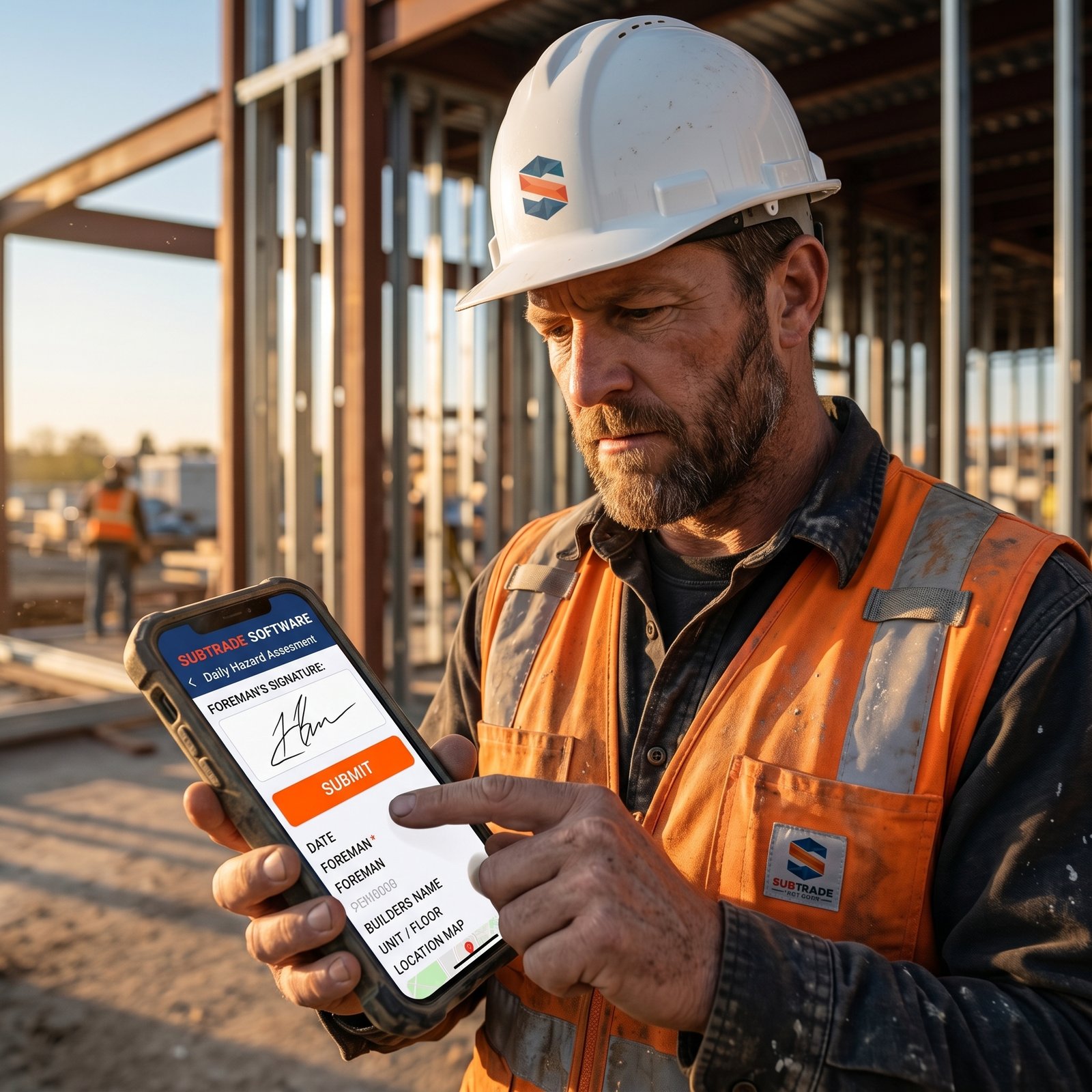 Trade contractor crew on a jobsite